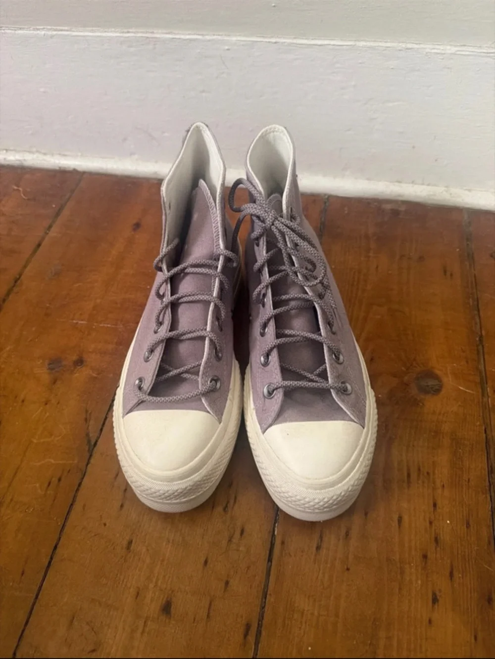 Converse Lavender High-Top Platform Sneakers - Picture 2 of 6